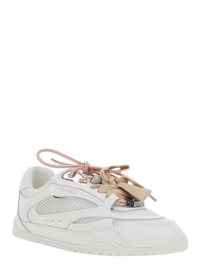 Sneaker Yulia with Side Lettering Logo and Bow Detail in Leather Blend White Women Cow Polyester Polyurethane