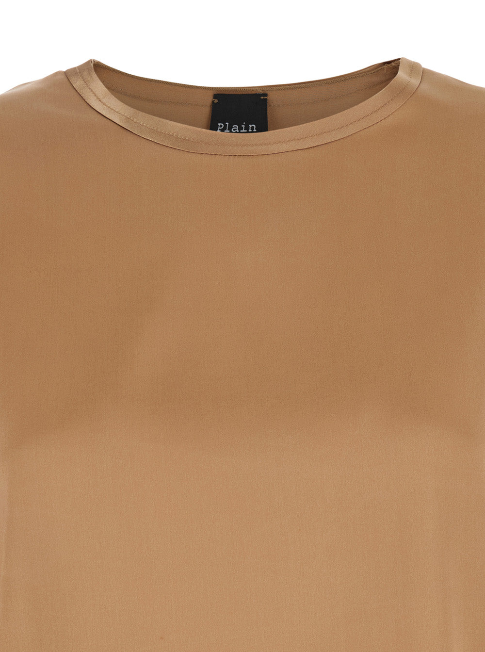 Brown Silk Long Sleeve Blouse for Women Elastane Shirts And Blouses