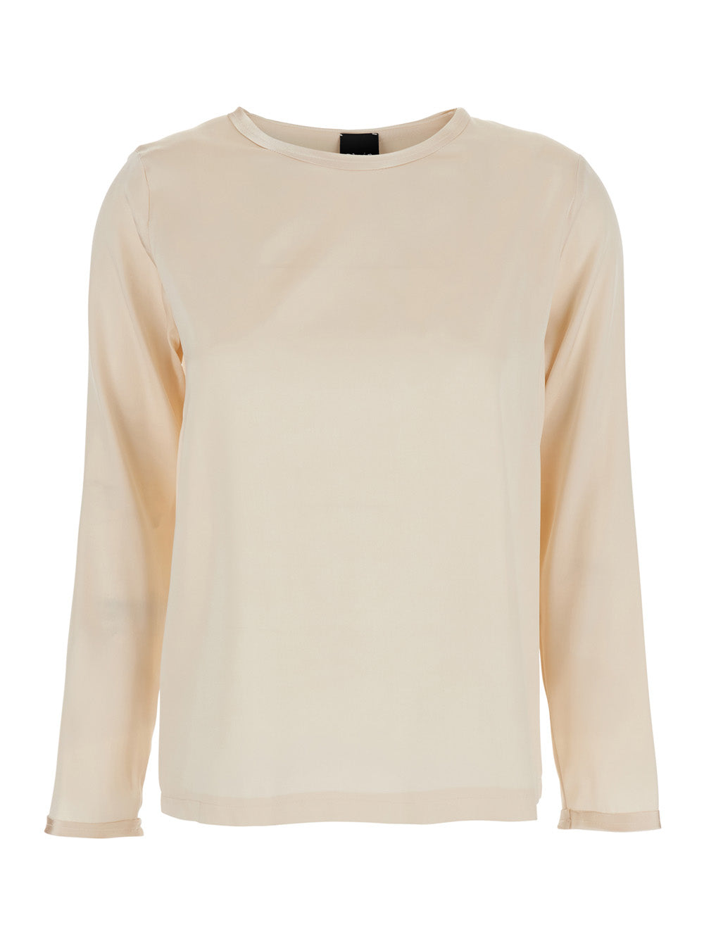 Beige Silk Long Sleeve Blouse for Women Elastane Shirts And Blouses