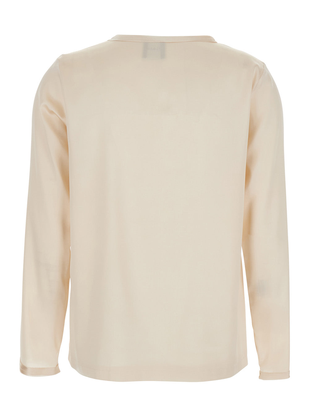 Beige Silk Long Sleeve Blouse for Women Elastane Shirts And Blouses
