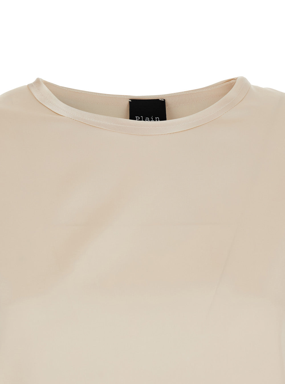 Beige Silk Long Sleeve Blouse for Women Elastane Shirts And Blouses