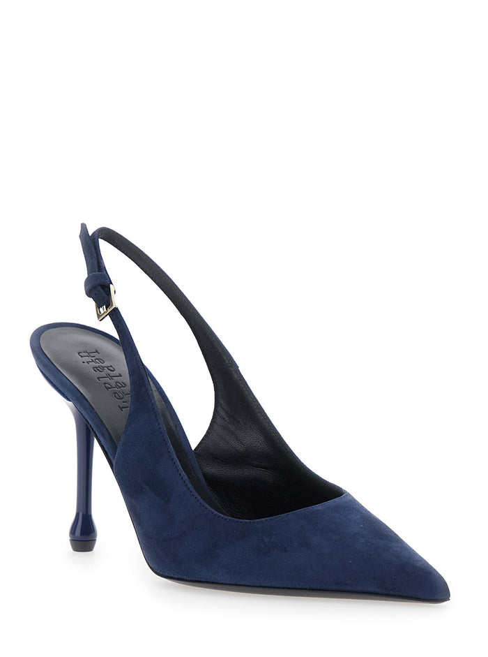 Pumps Blue With 90mm Heel Suede Blu Heels
