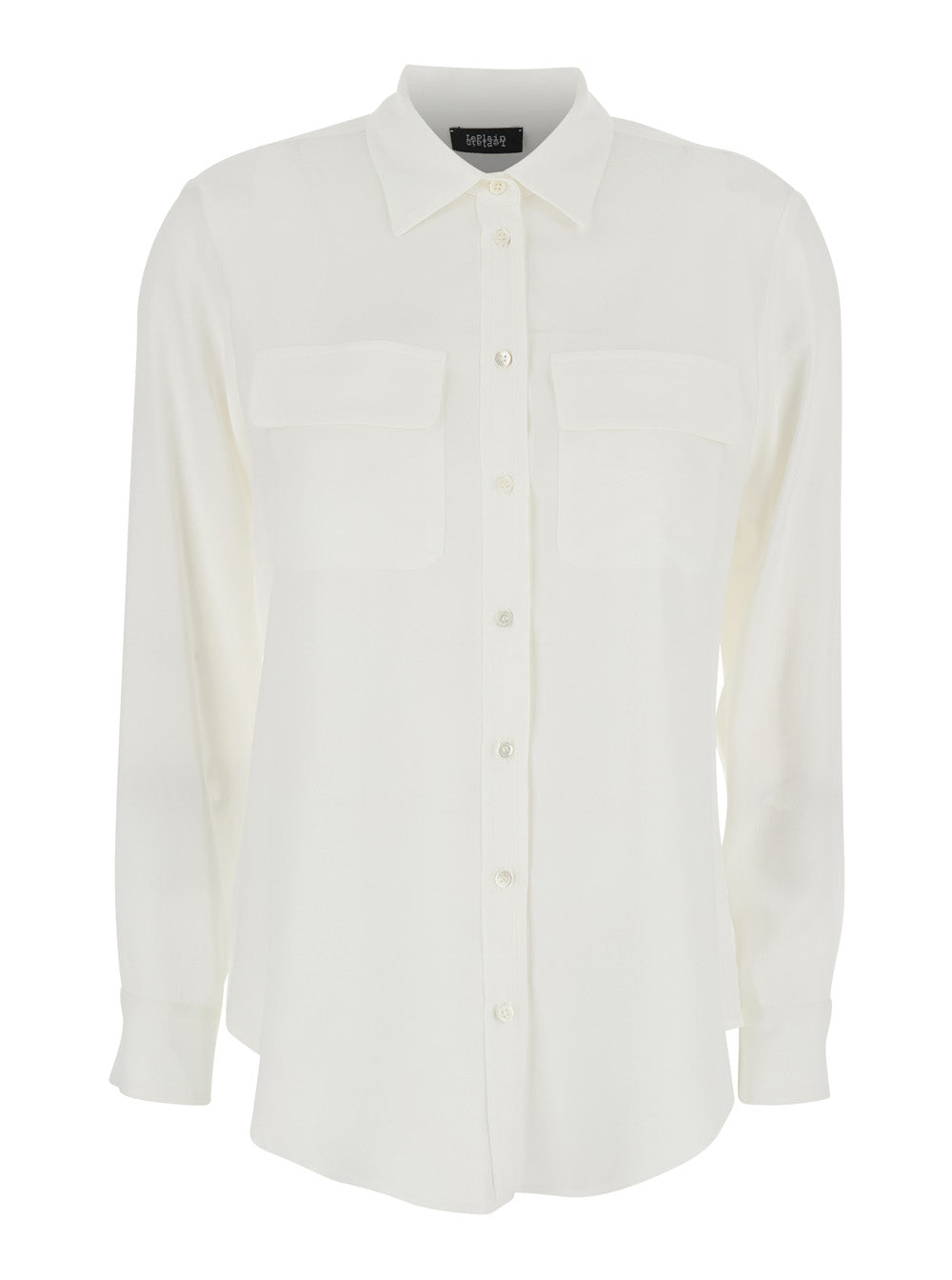White Shirt with Applied Pockets on the Front in Silk Blend Woman Acetate And Blouses