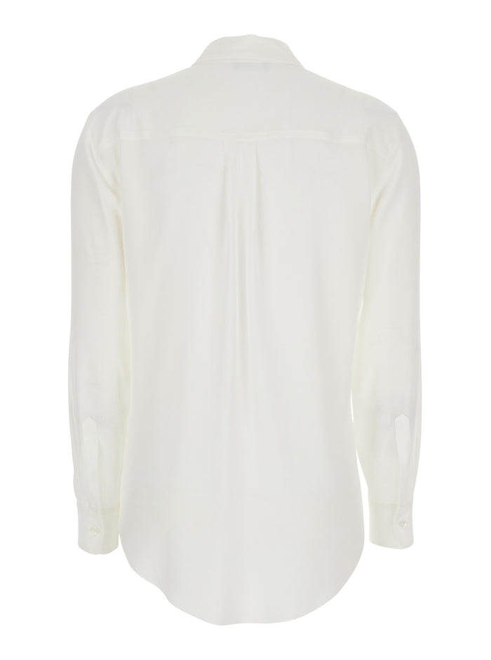 White Shirt with Applied Pockets on the Front in Silk Blend Woman Acetate And Blouses