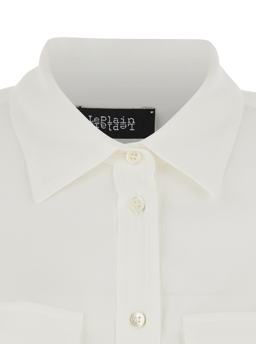 White Shirt with Applied Pockets on the Front in Silk Blend Woman Acetate And Blouses