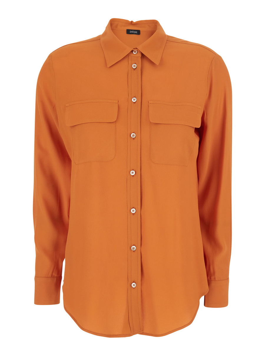 Shirt Silk-Blend Orange Acetate Blouses