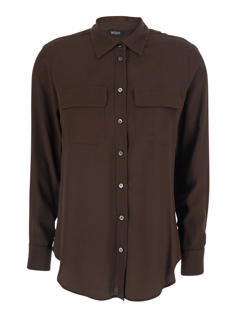 Shirt Brown Silk-Blend Acetate Blouses