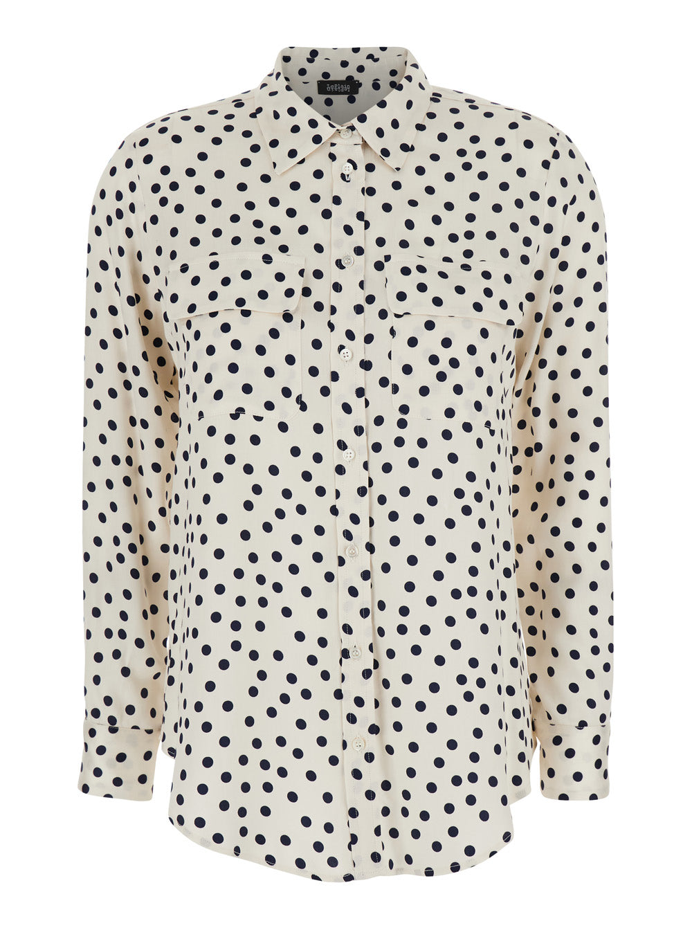 Shirt POIS POCKET - White with and polka dot patterns in polyester Women Blouses