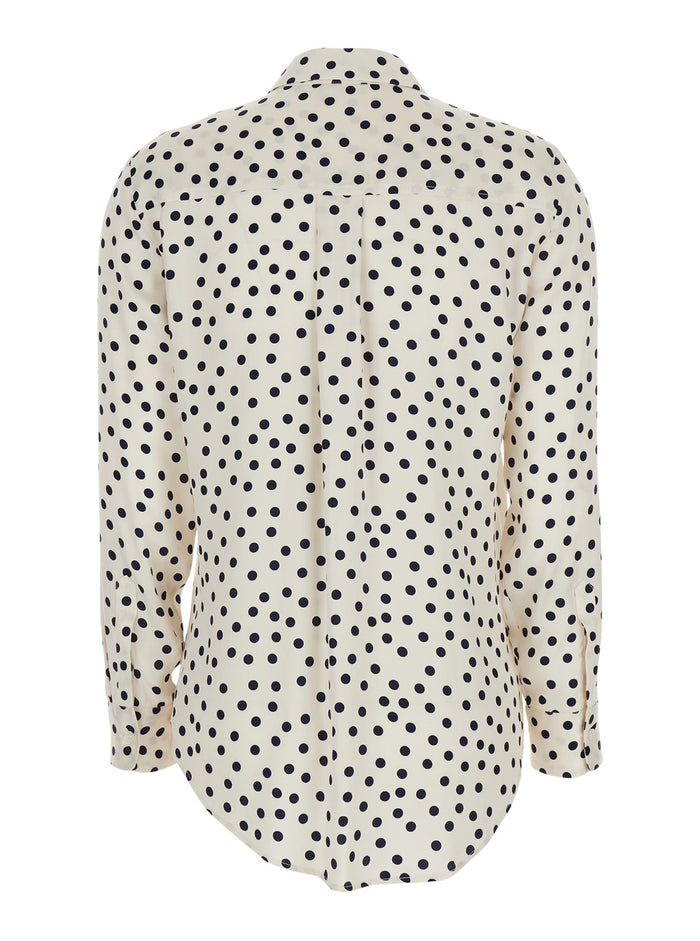 Shirt POIS POCKET - White with and polka dot patterns in polyester Women Blouses