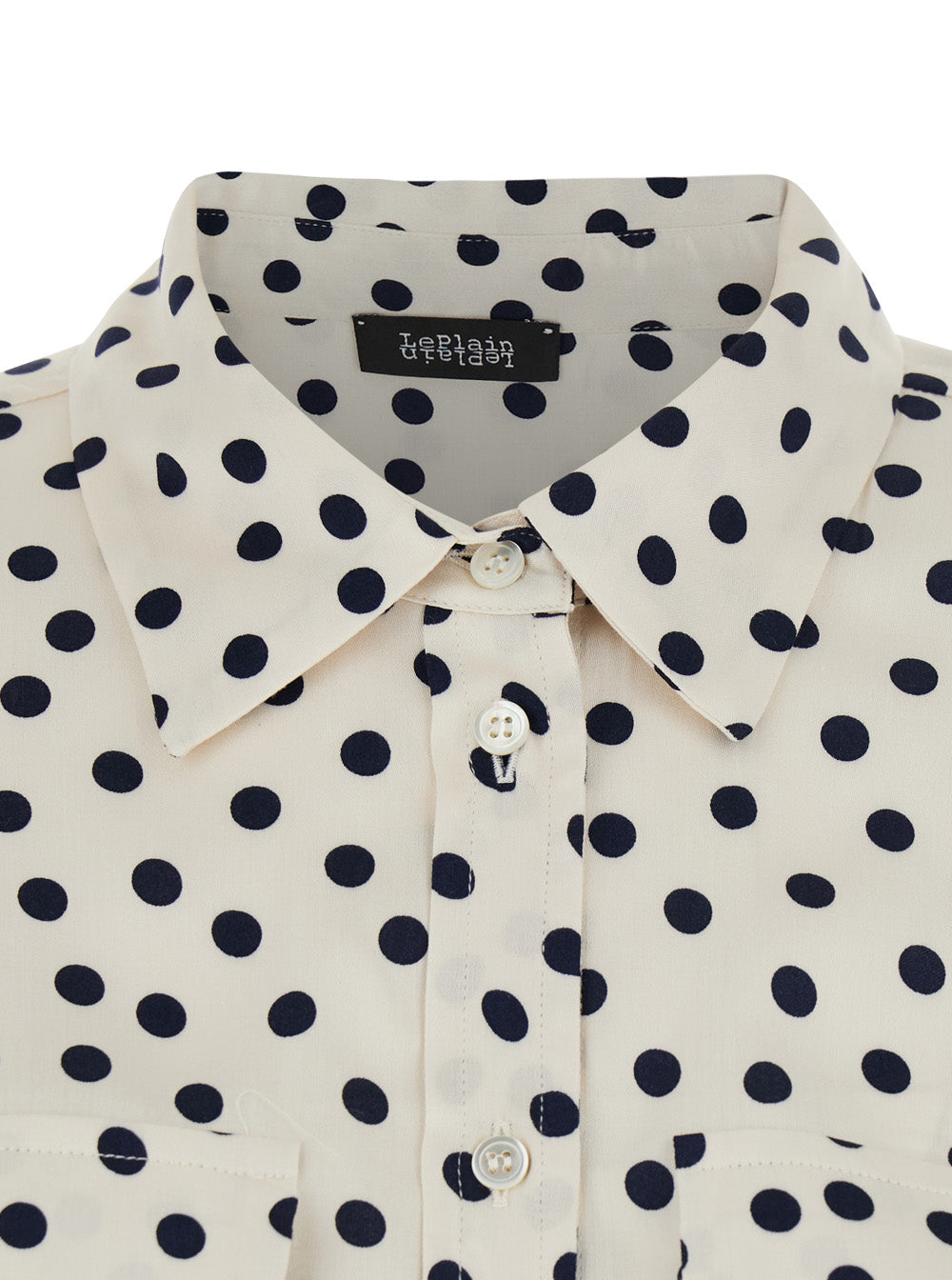 Shirt POIS POCKET - White with and polka dot patterns in polyester Women Blouses