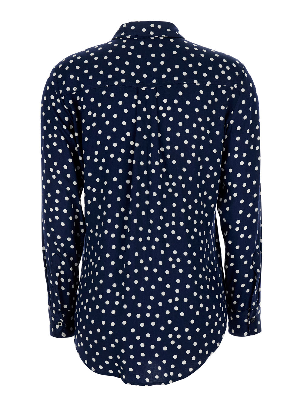 Blue Long-Sleeved Shirt with Polka Dot Motif in Tech Fabric Women Blu Polyester And Blouses