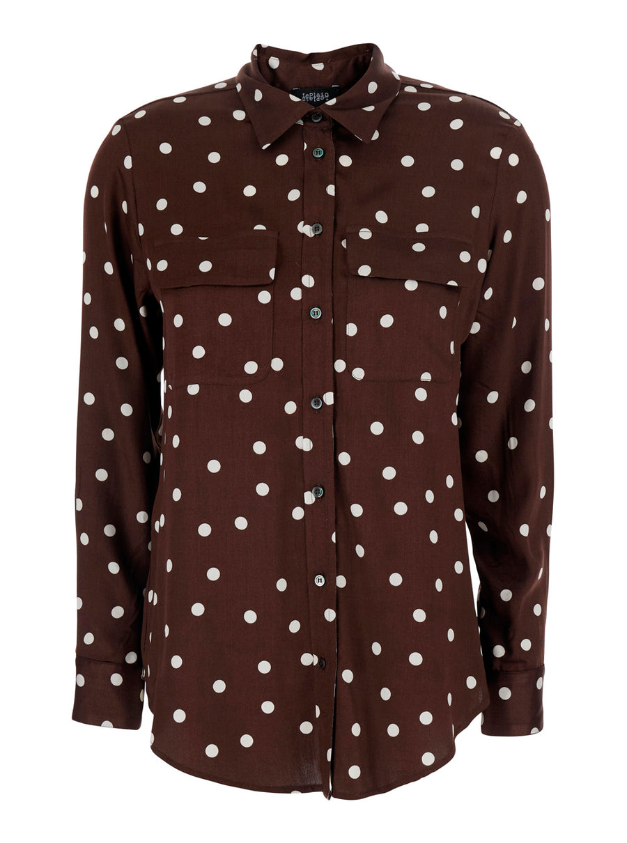 Shirt Pois Pocket Brown Polyester Blouses