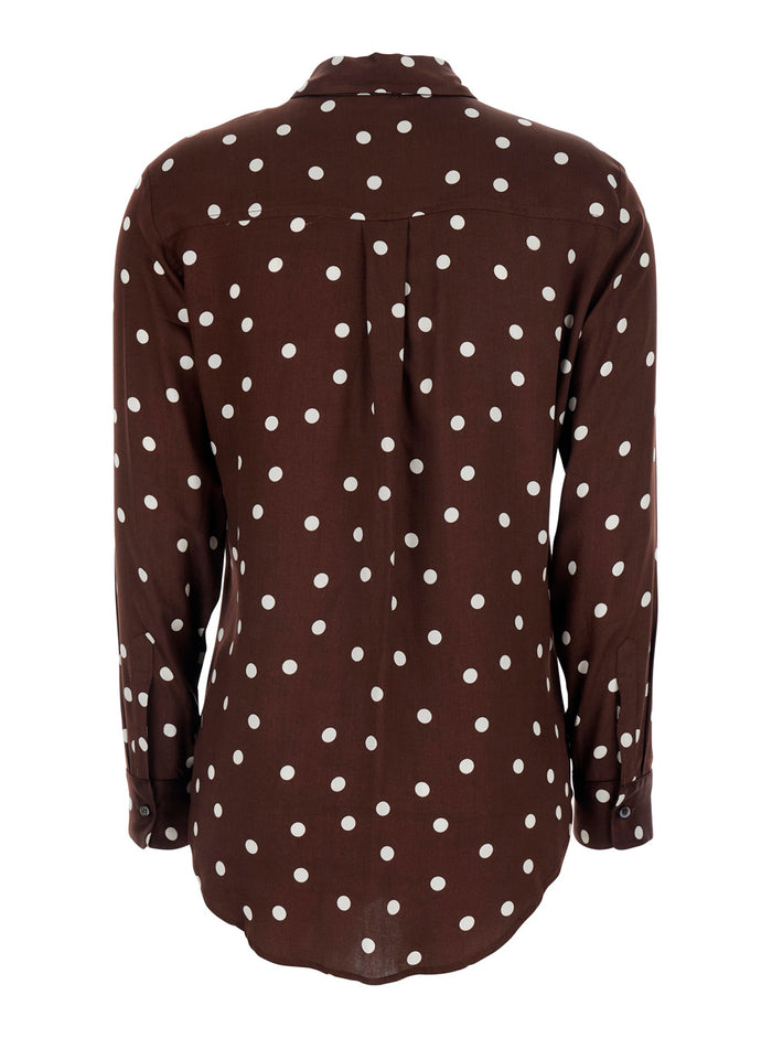 POIS POCKET SHIRT - Brown with pockets and polka dot design In Polyester Women Blouses