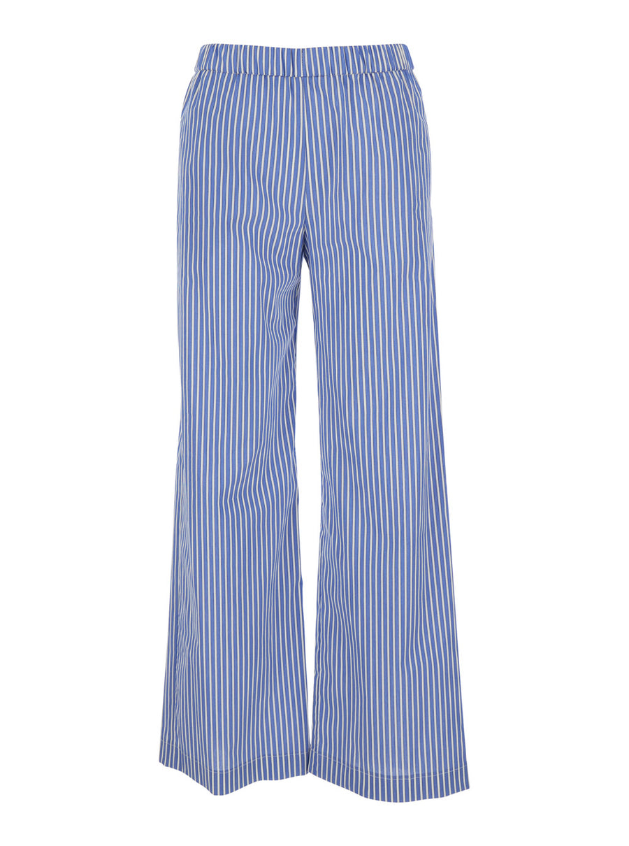 Pants Light Blue Cotton-Blend Trousers
