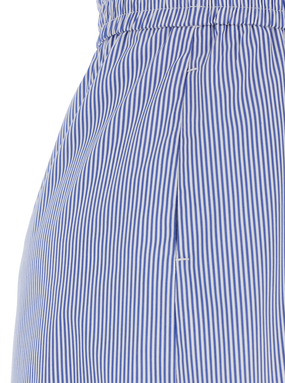Light Blue Shorts with Striped Motif and Elasticized Waist in Fabric Woman Bermuda