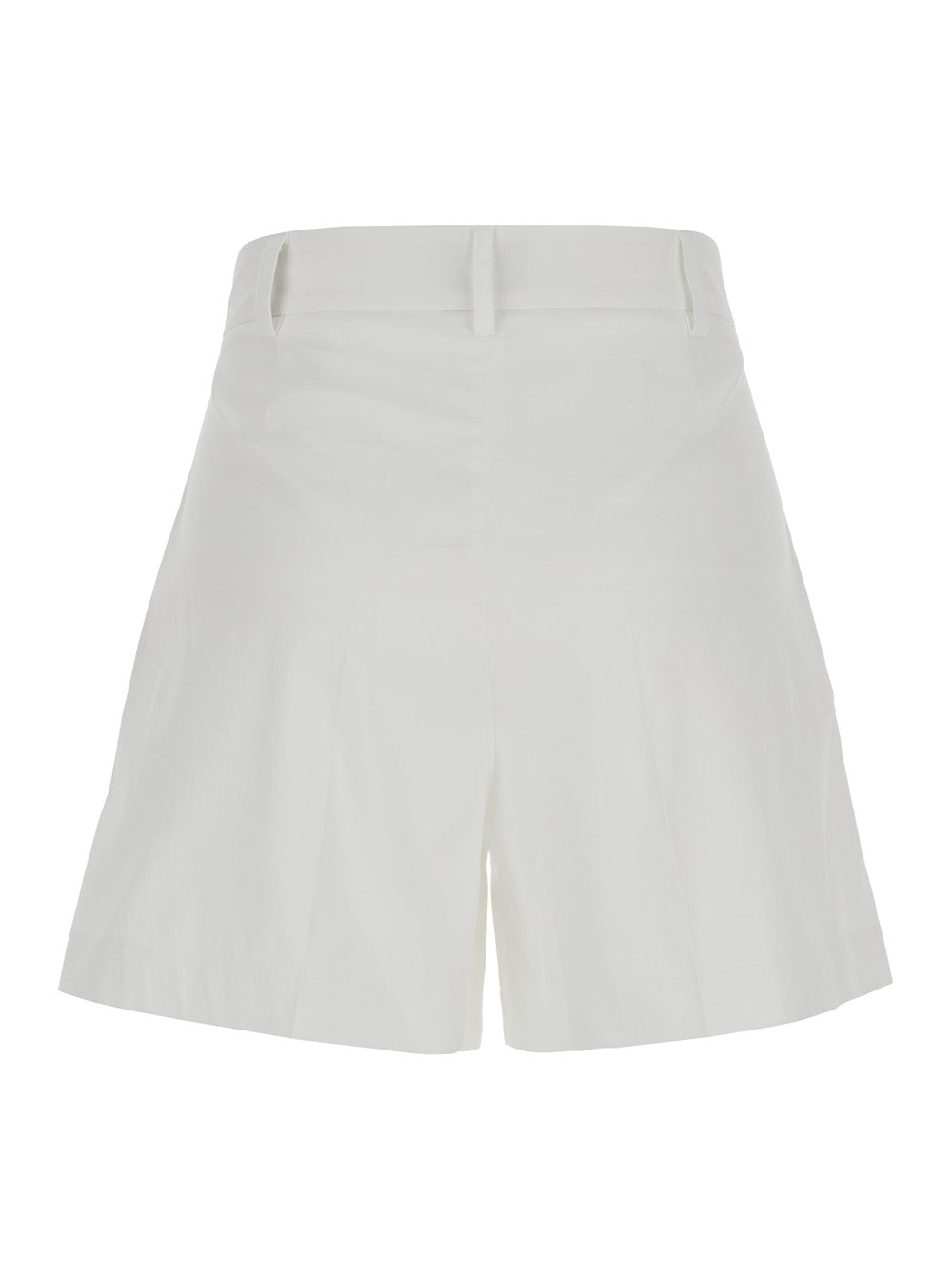White Cotton Belt Loops Shorts for Women Polyamide Elastane And Bermuda