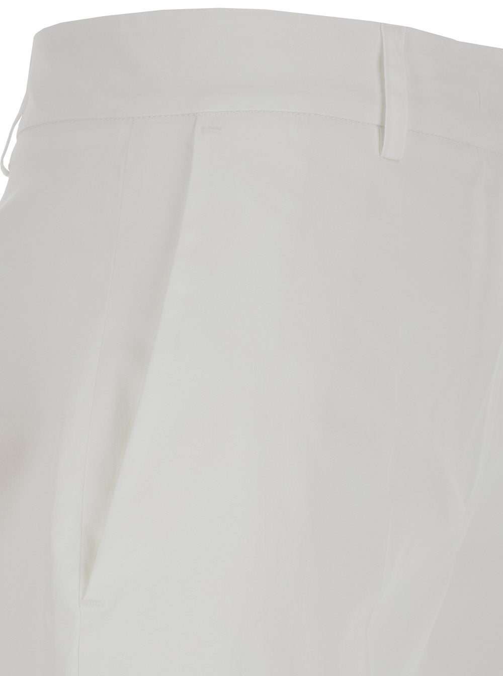 White Cotton Belt Loops Shorts for Women Polyamide Elastane And Bermuda