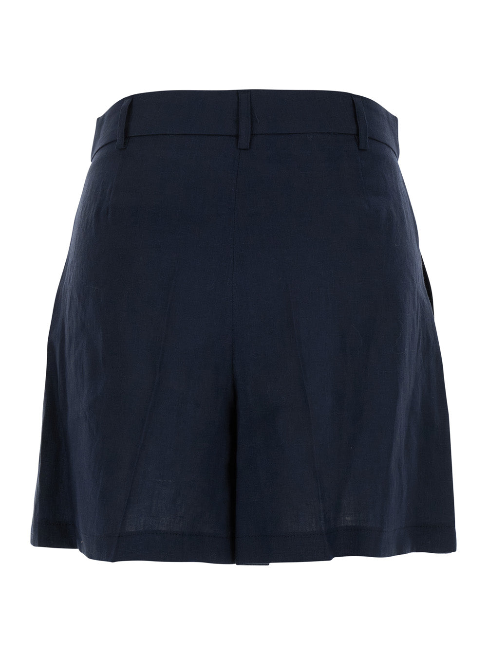 Blue Linen Shorts with Belt Loops for Women Blu And Bermuda