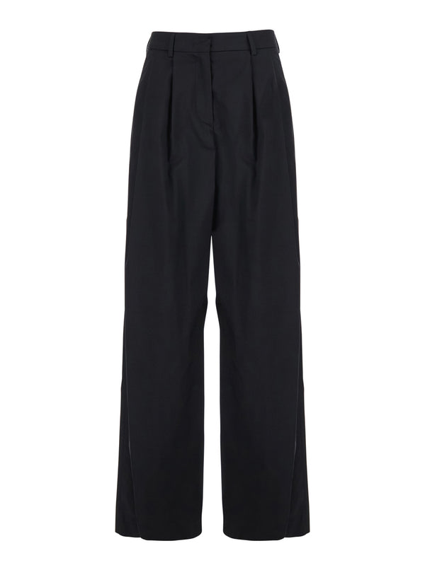 Trousers, Black Stretch Cotton Blend