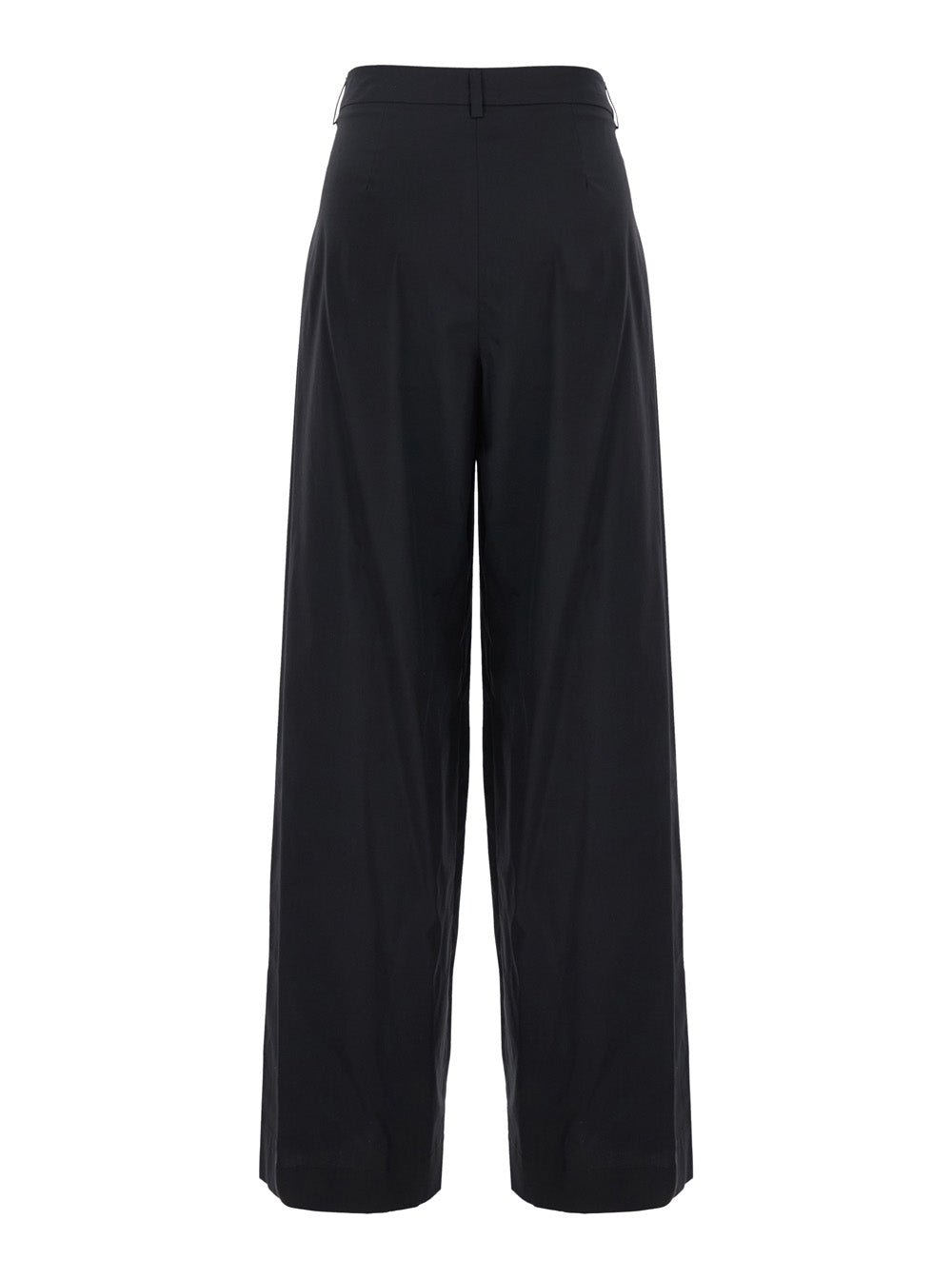 Black Stretch Cotton Blend Trousers For Women