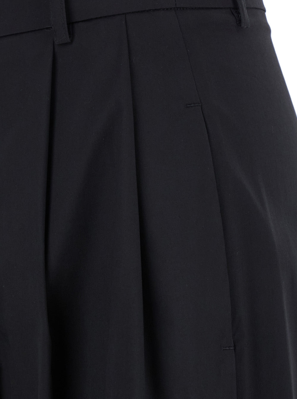 Black Stretch Cotton Blend Trousers For Women