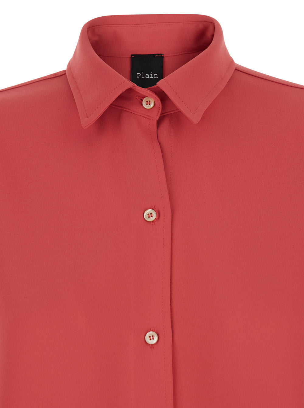 Red Shirt with Classic Collar and Button Closure in Fabric Woman Blouses