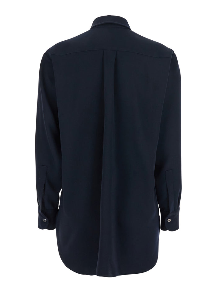 Blue Shirt with Classic Collar in Tech Fabric for Women Blu And Blouses