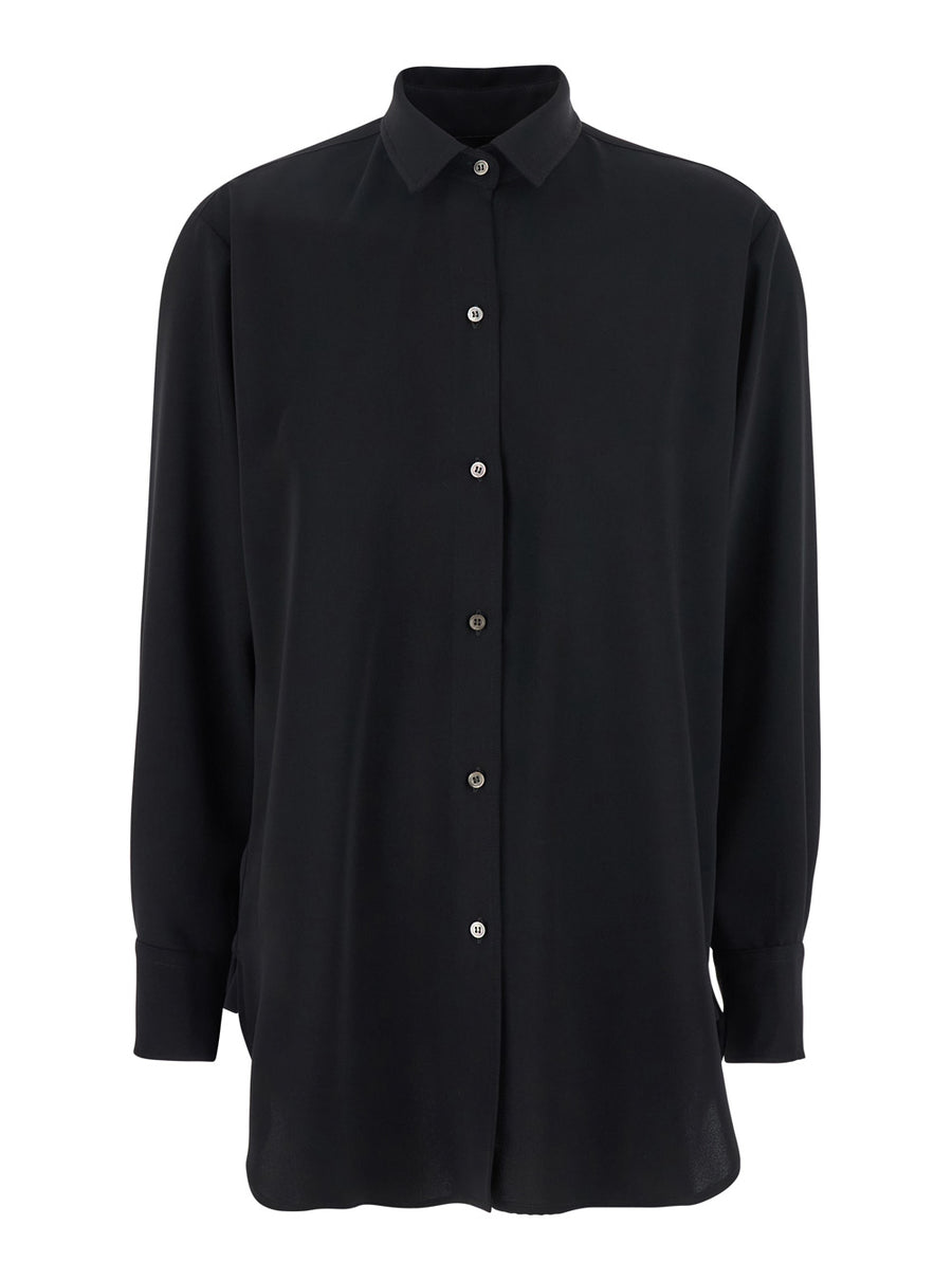 Womens Shirt Classic Collar Black Blouses