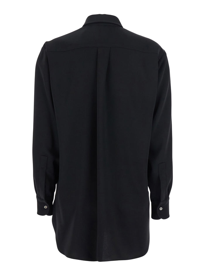 Black Womens Classic Collar Tech Fabric Shirt And Blouses