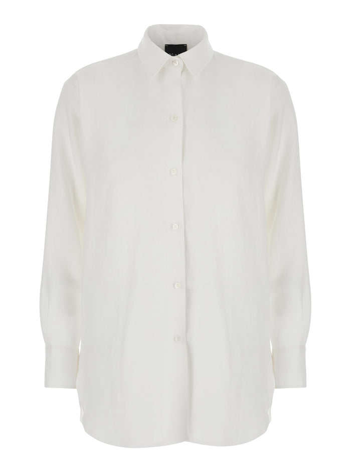 White Shirt with Classic Collar and Long Sleeves Blouses