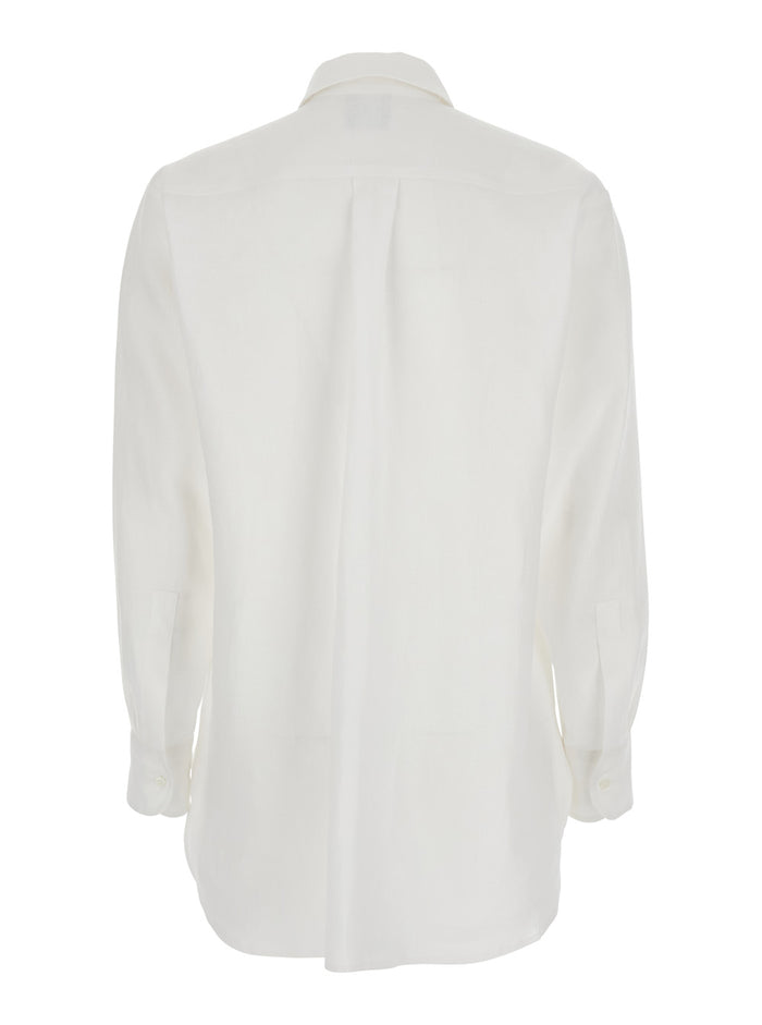 White Shirt with Classic Collar and Long Sleeves Blouses