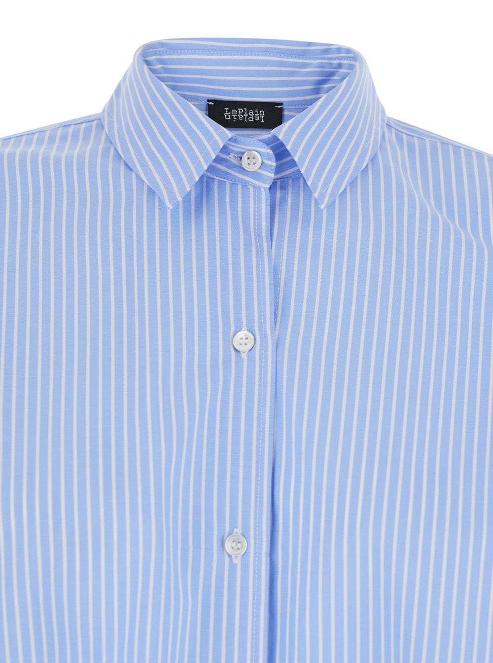 Blue Striped Shirt with Classic Collar for Women Light And Blouses