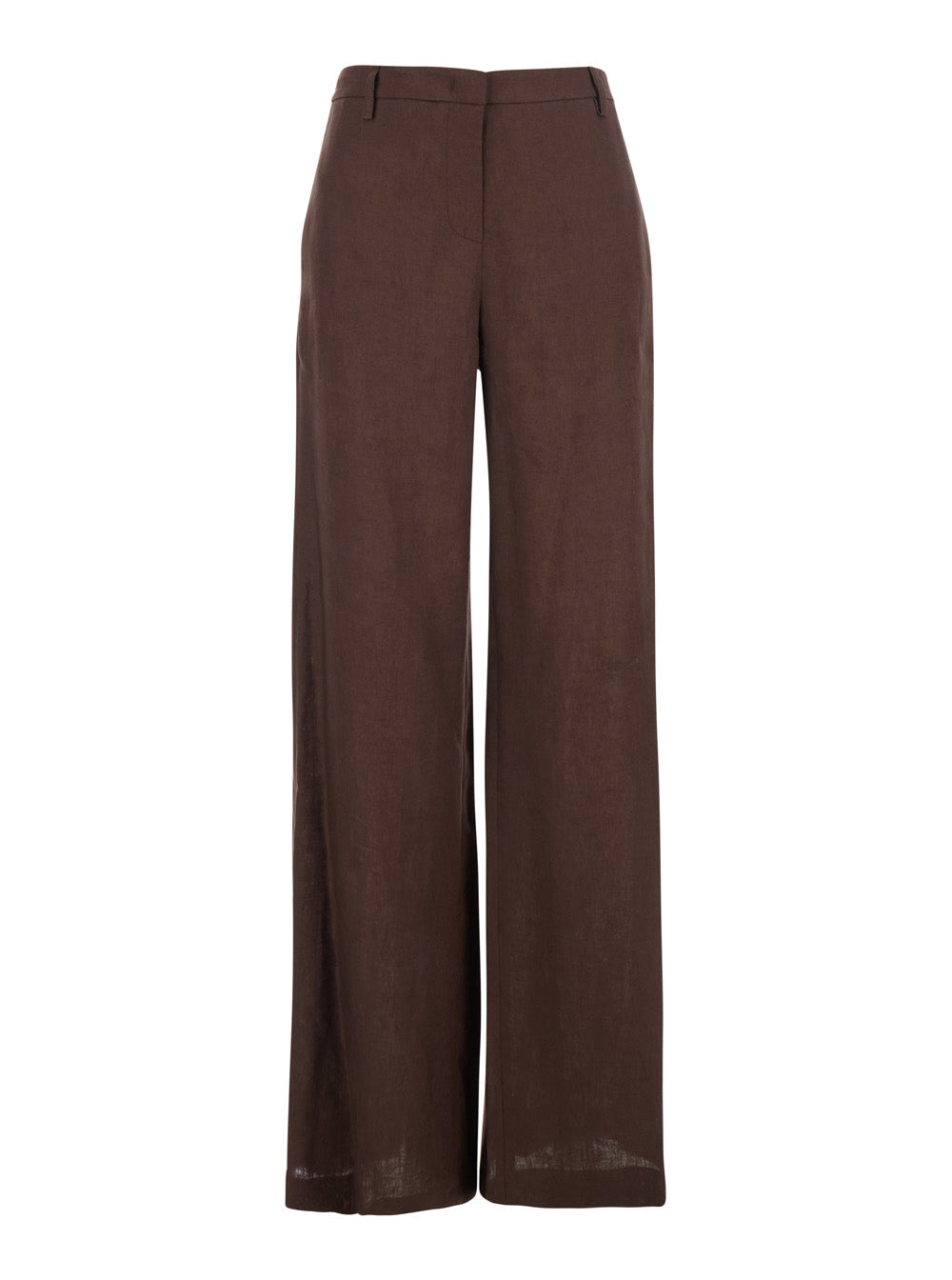 Brown Wide-Leg Linen Pants for Women Trousers