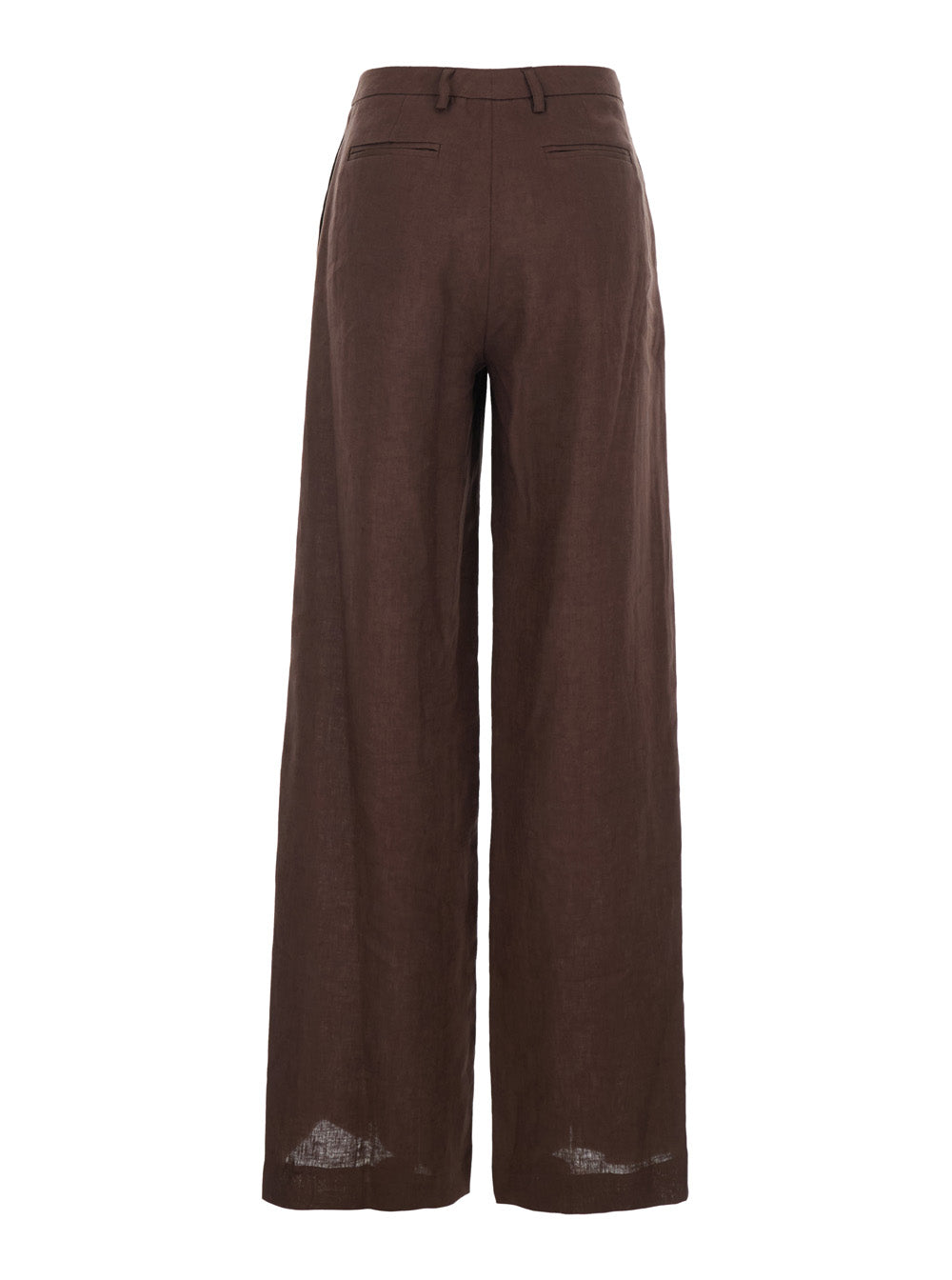 Brown Wide-Leg Linen Pants for Women Trousers