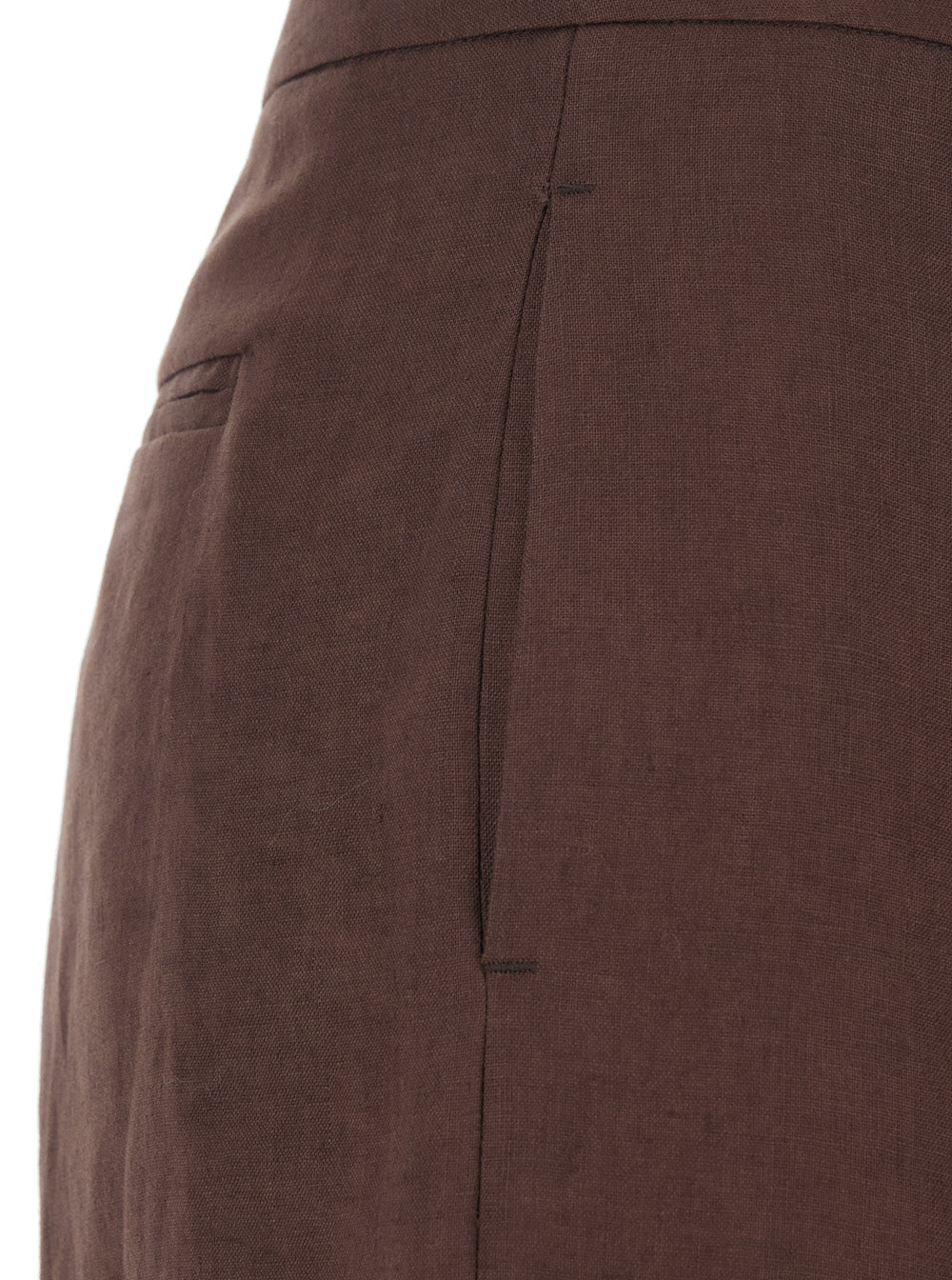 Brown Wide-Leg Linen Pants for Women Trousers