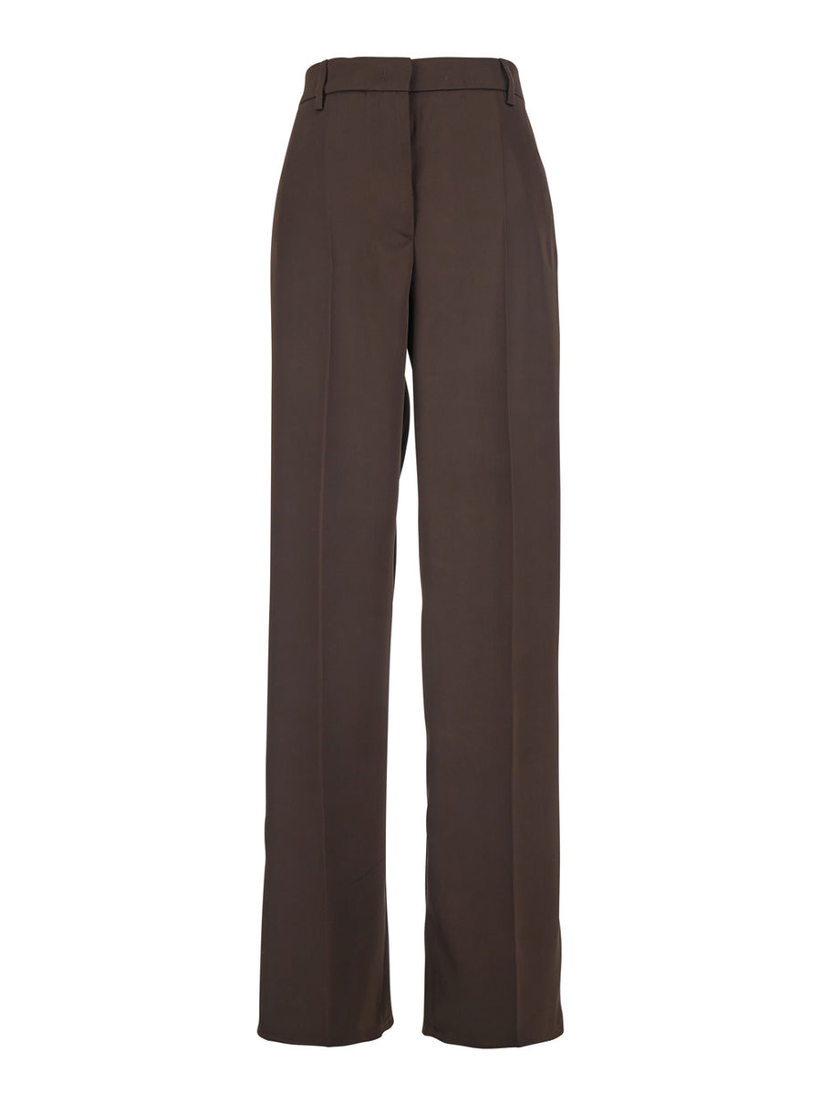 Tailored Pants Brown Satin Polyester Trousers