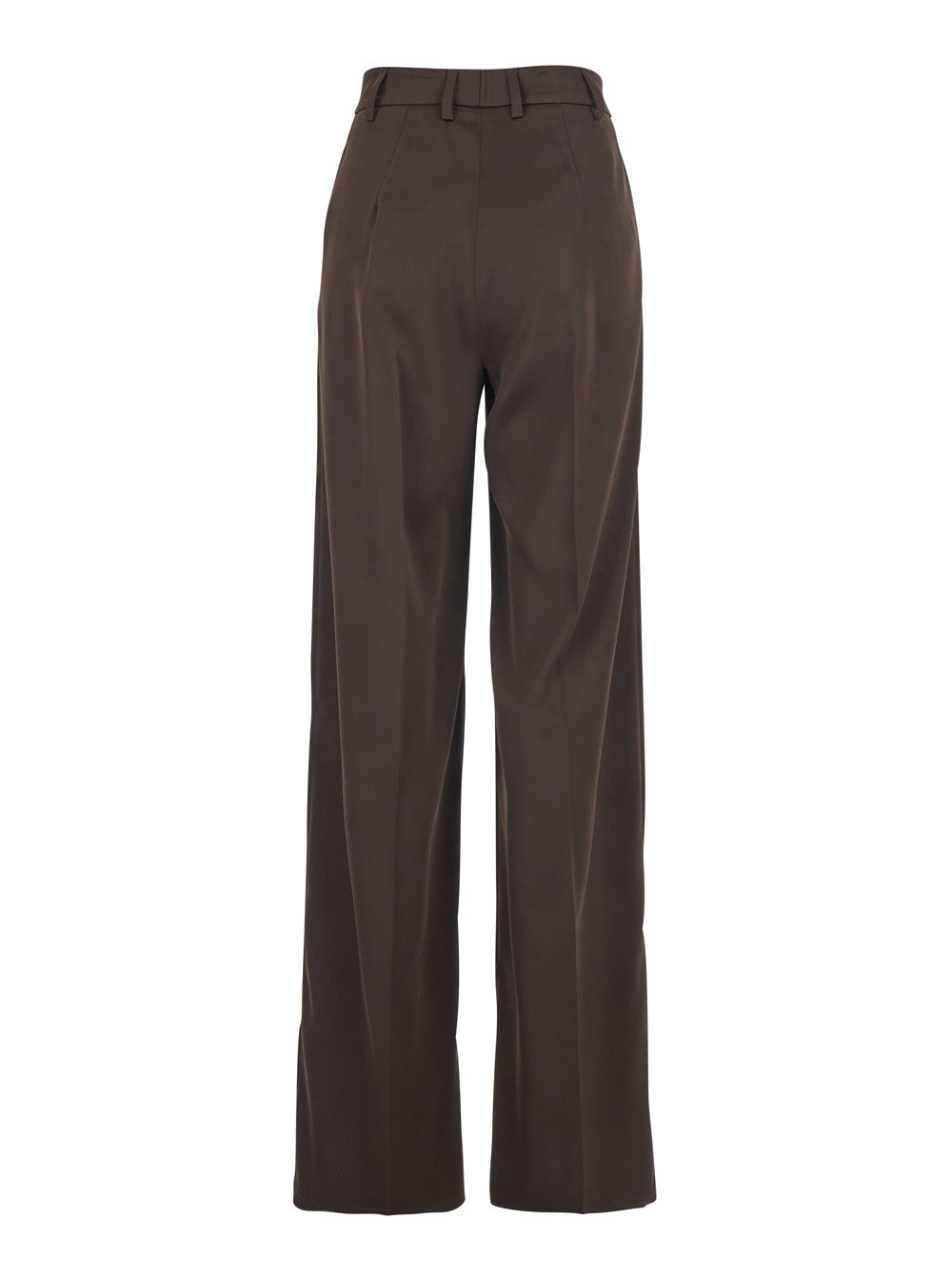 Brown Satin Tailored Pants with Front Pleats for Women Polyester Trousers