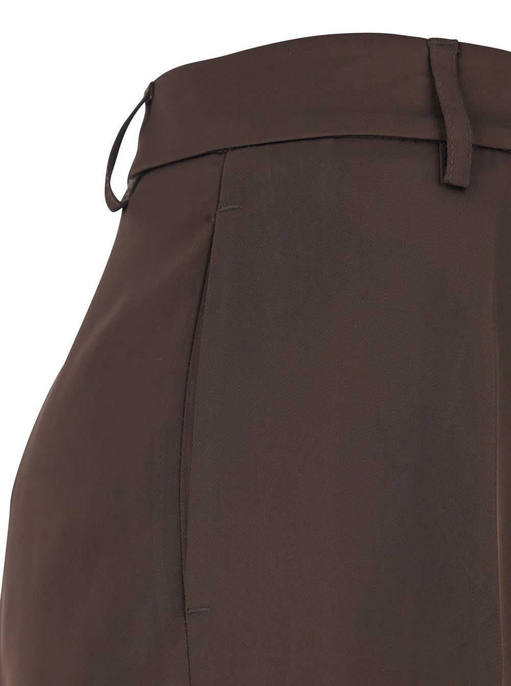 Brown Satin Tailored Pants with Front Pleats for Women Polyester Trousers