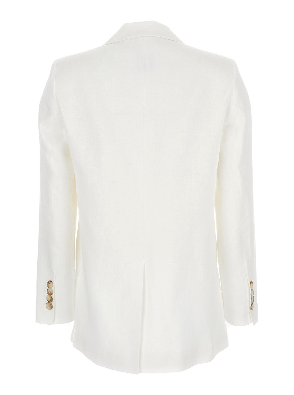 Double-breasted White Linen Jacket for Women Blazers