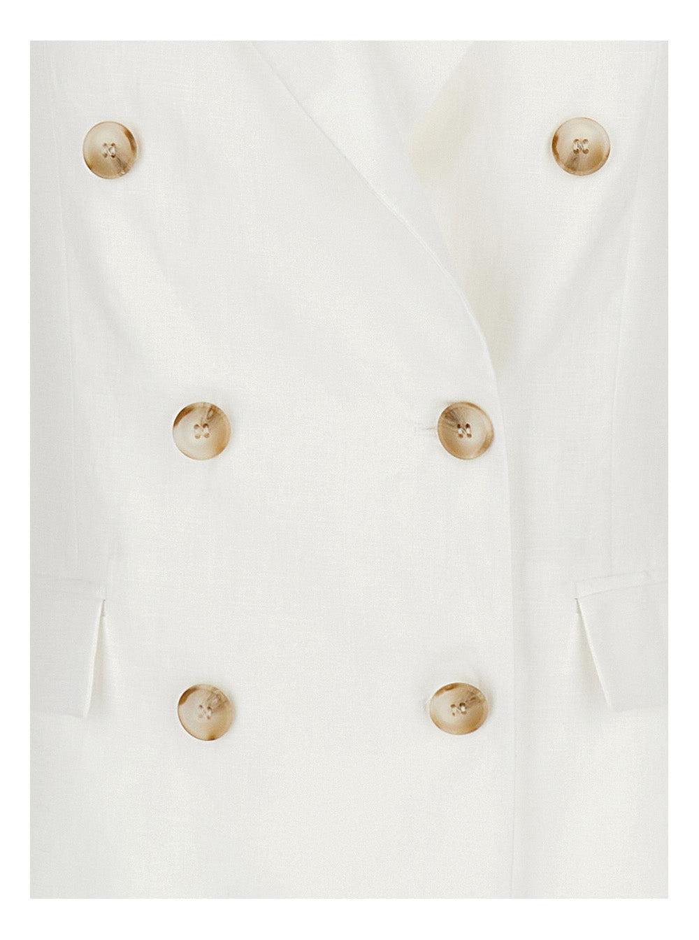 Double-breasted White Linen Jacket for Women Blazers
