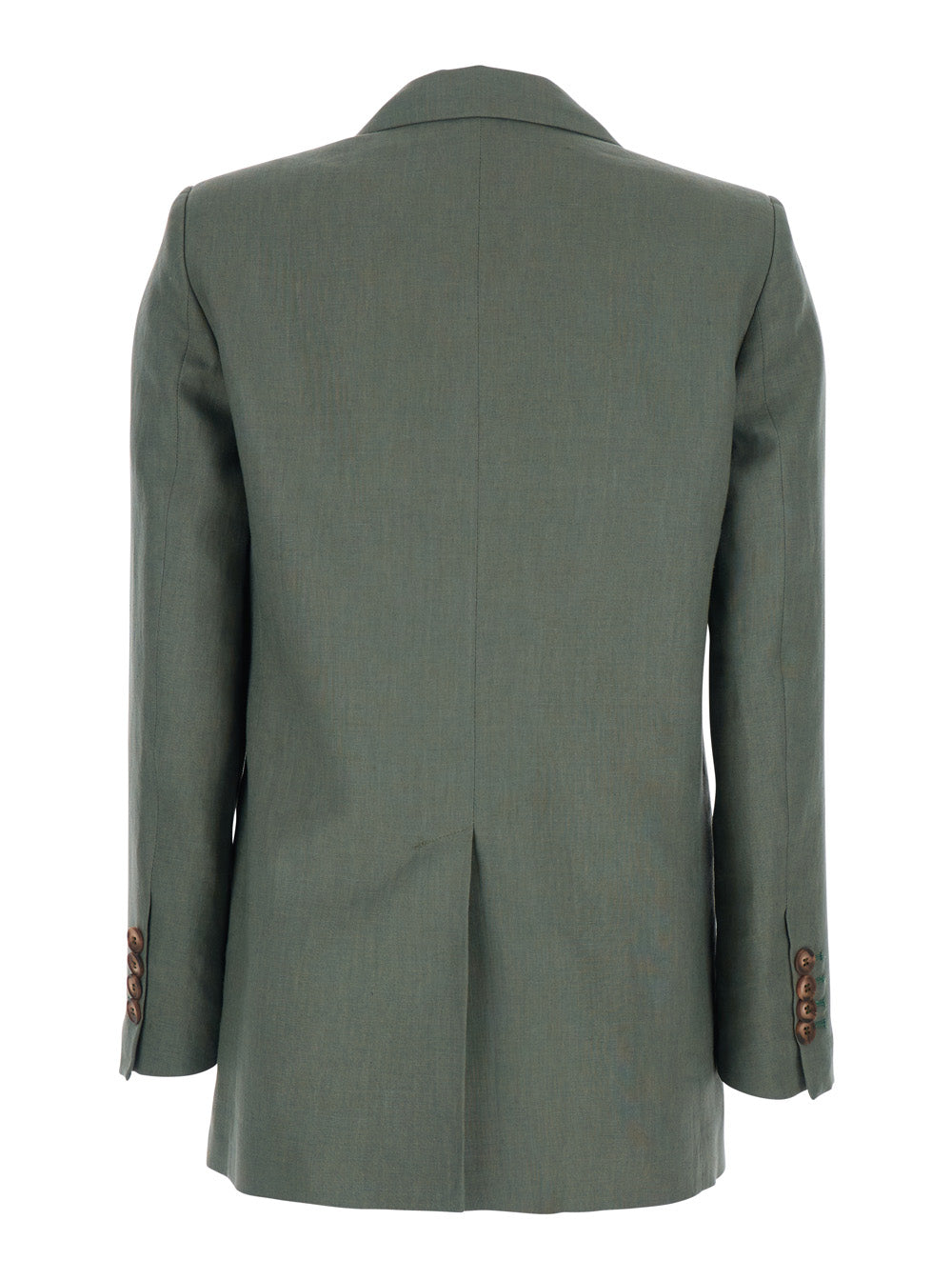 Double-breasted Jacket with Peak Revers in Green for Women Linen Blazers