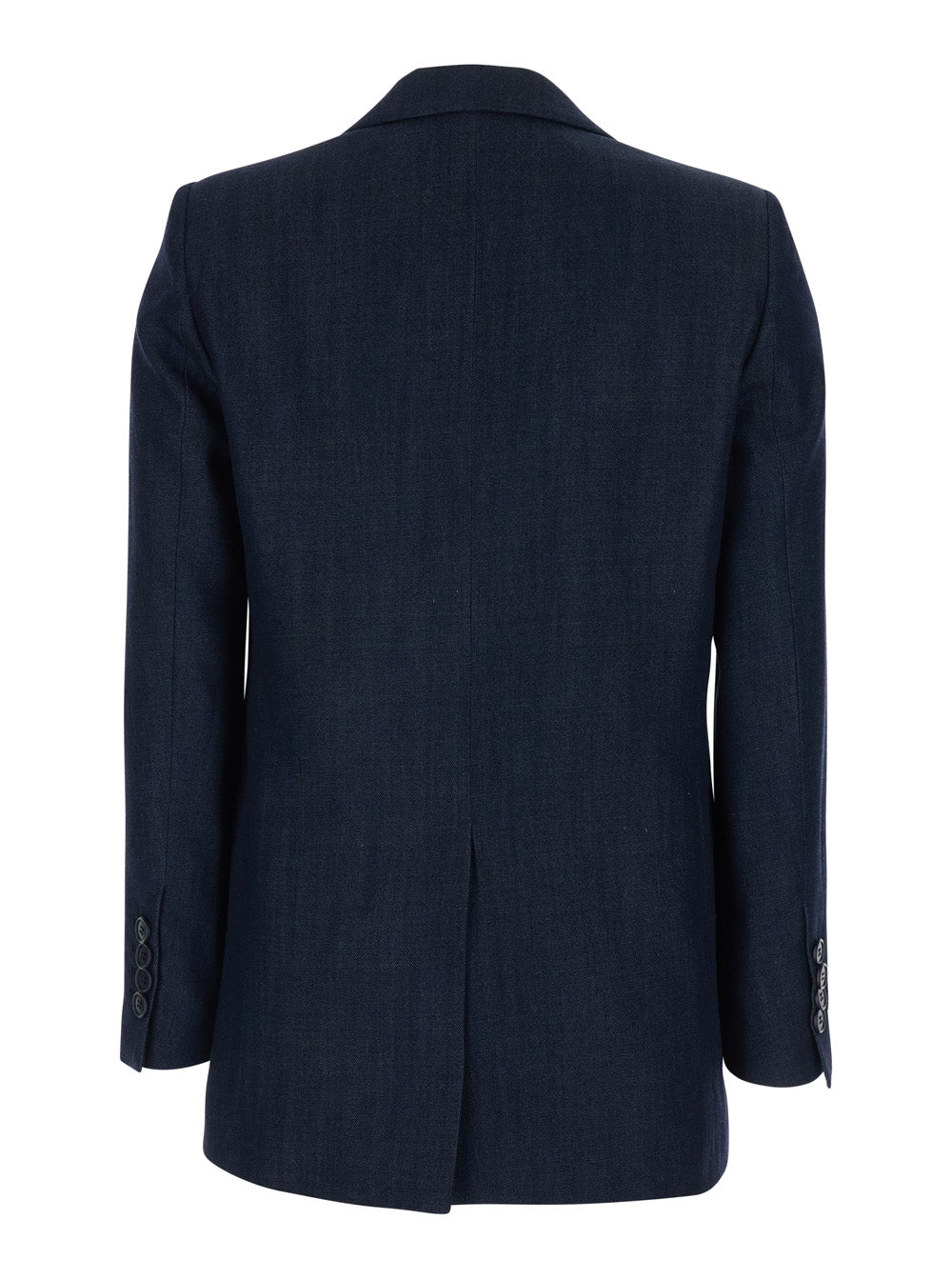 Double-breasted jacket with peak revers in blue tech fabric for women Blu Tencel Blazers