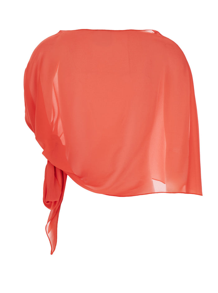 Red Stole with side knot in Tech Fabric Woman Polyester Scarfs And Foulards