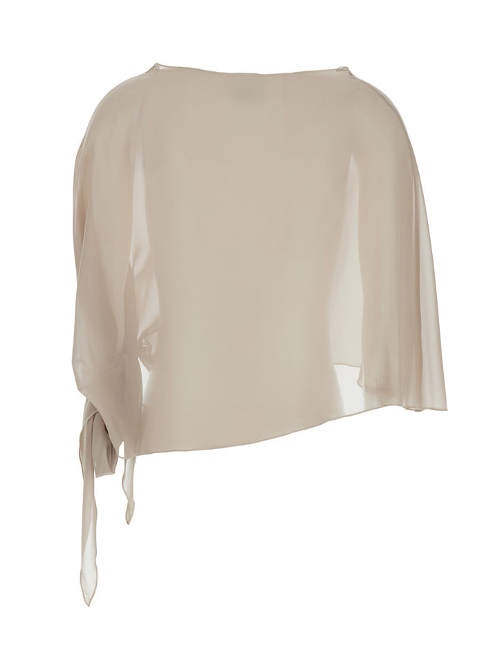 Beige Stole with side knot in Tech Fabric Woman Polyester Scarfs And Foulards