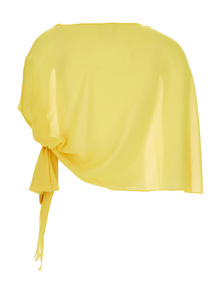 Yellow Stole with side knot in Tech Fabric Woman Scarfs And Foulards