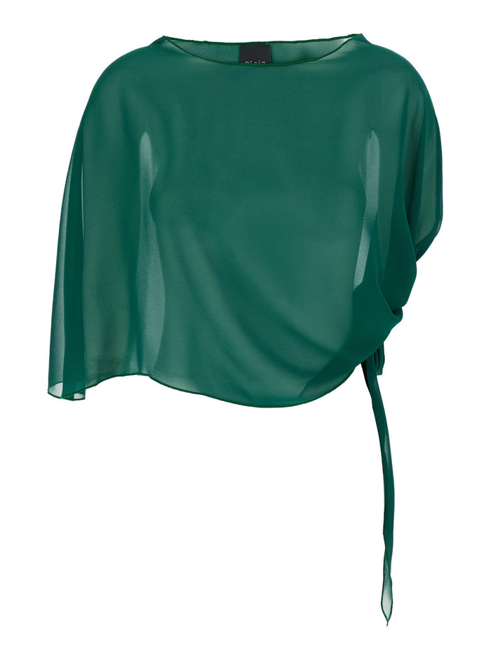 Green Stole with side knot in Tech Fabric Woman Polyester Scarfs And Foulards