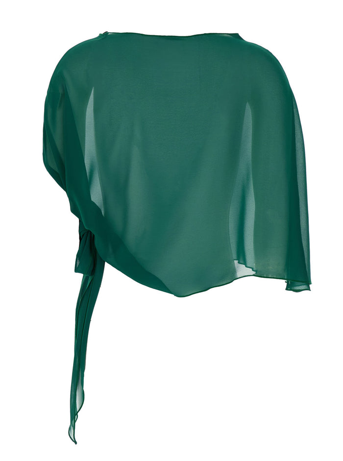 Green Stole with side knot in Tech Fabric Woman Polyester Scarfs And Foulards