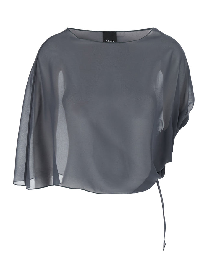 Grey Stole with side knot in Tech Fabric Woman Polyester Scarfs And Foulards