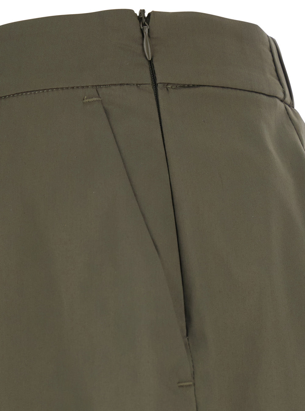 Green Womens Shorts with Semi-Elasticated Waist and Side Closure in Cotton Blend Nylon Elastane Bermuda