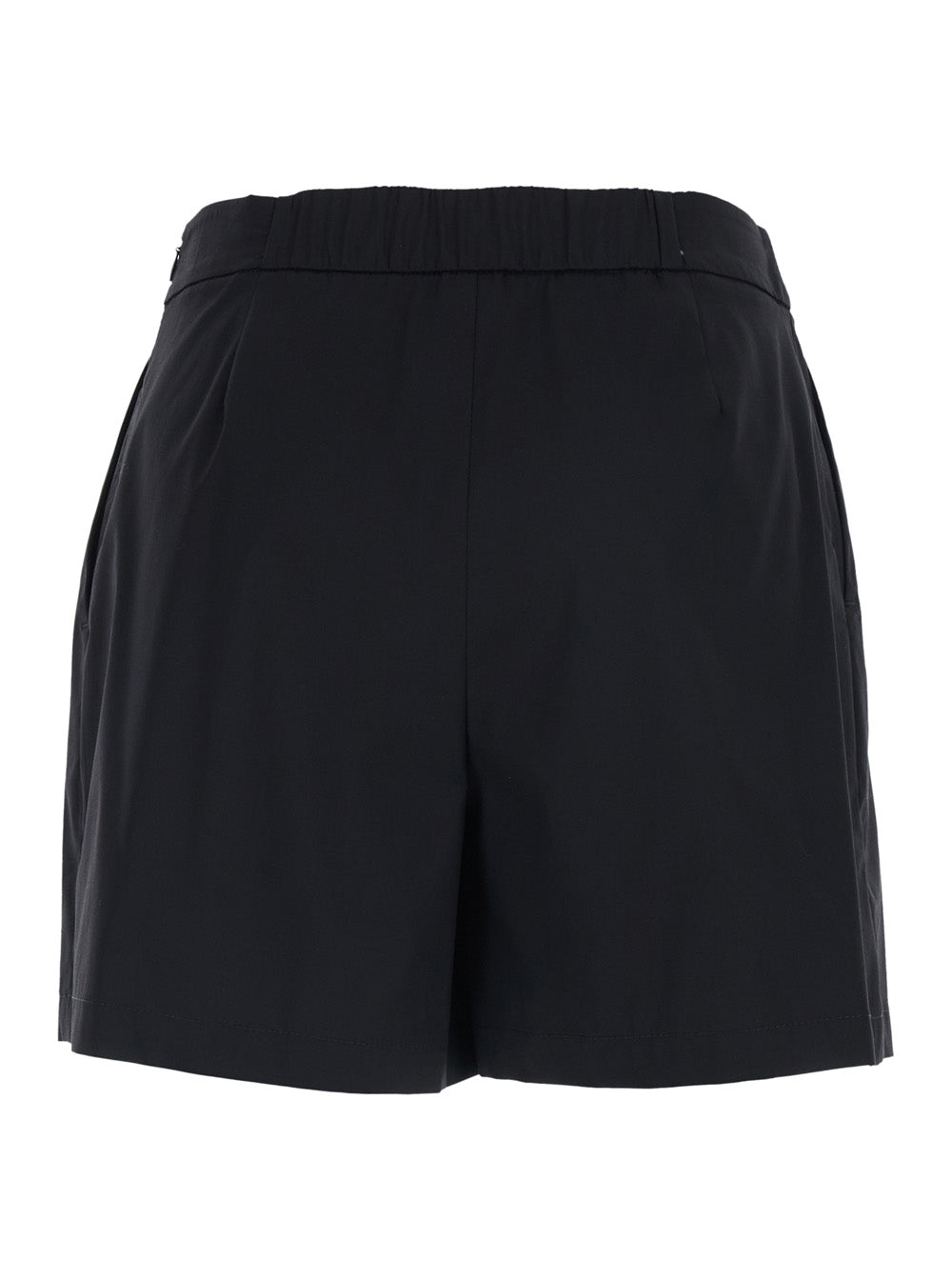 Black Cotton Blend Semi-Elasticated Waist Shorts for Women Nylon Elastane And Bermuda